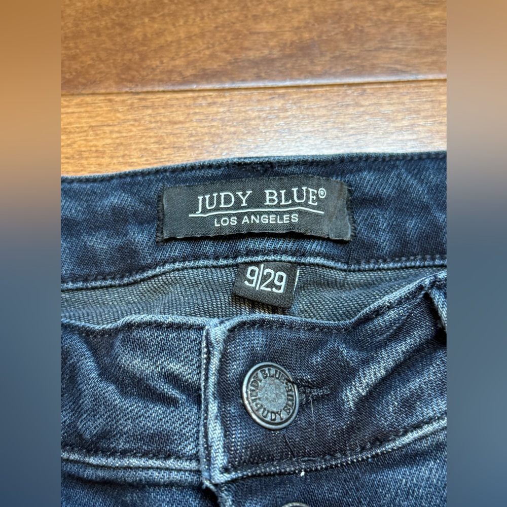 JUDY BLUE High Waist Button-Fly Destroy Hem Straight Denim Jeans - Picture 10 of 15